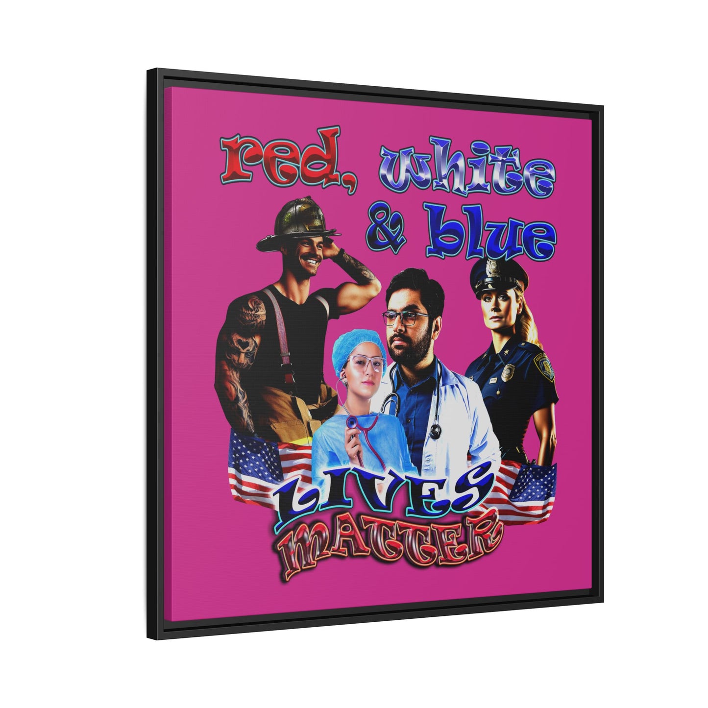 rw&b lives matter - framed canvas art (pink)