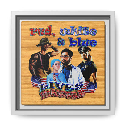 rw&b lives matter - framed canvas art (butterscotch wood finish)