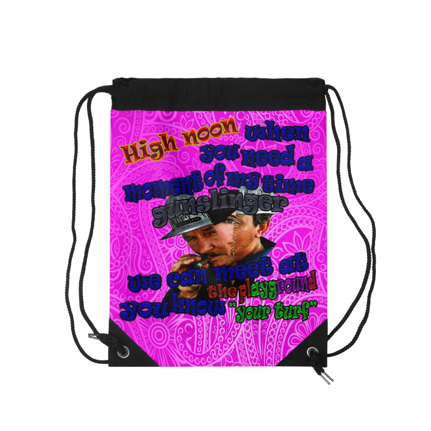 high noon - Drawstring Bag (pink swirl)