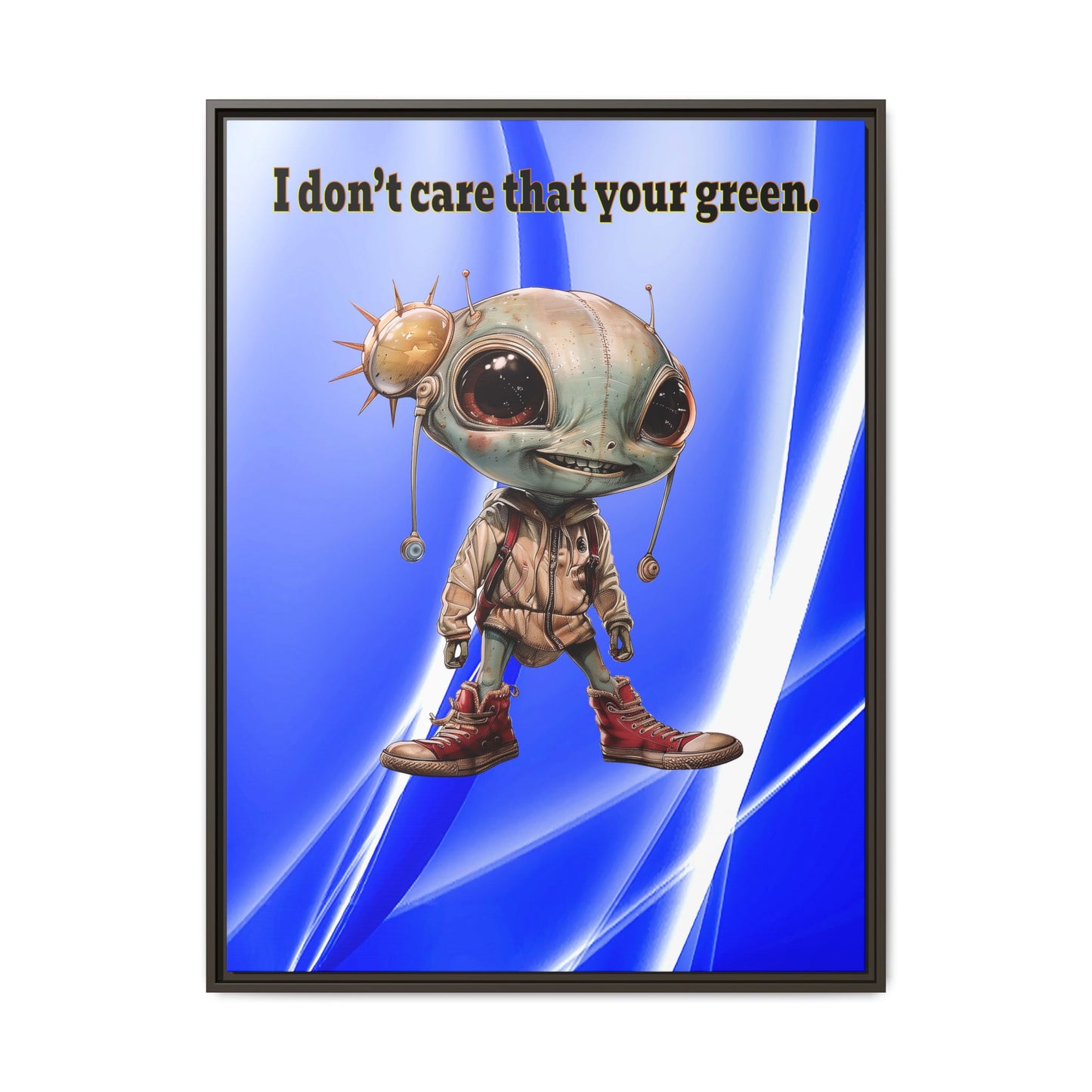I don't care that your green - framed canvas art (blue-white wave)