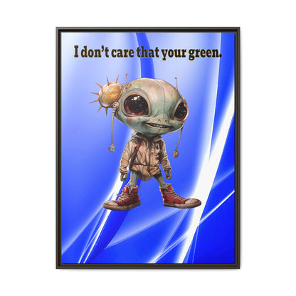 I don't care that your green - framed canvas art (blue-white wave)