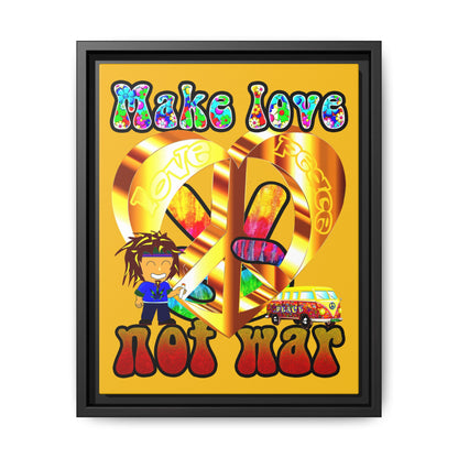love peace - framed canvas art (yellow)