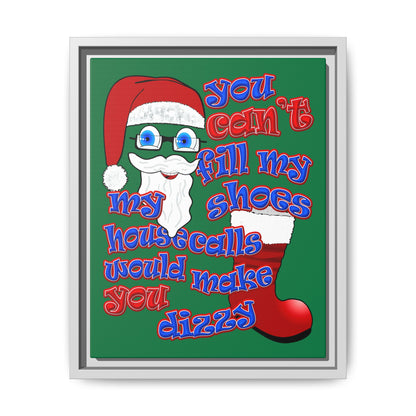 santa's shoes - framed canvas art (dark green)