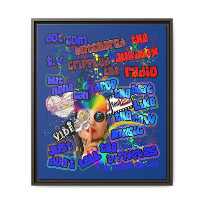 drop the beat - framed canvas art (dark blue)