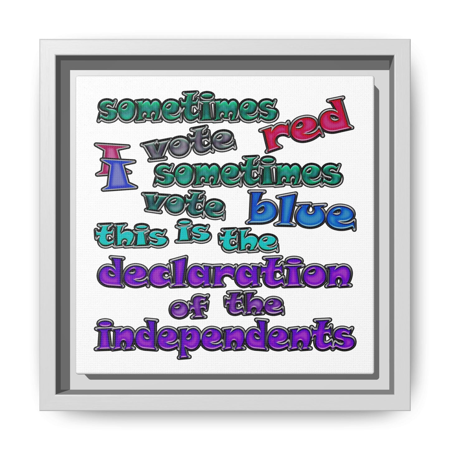 declaration of the independents - framed canvas art (white)