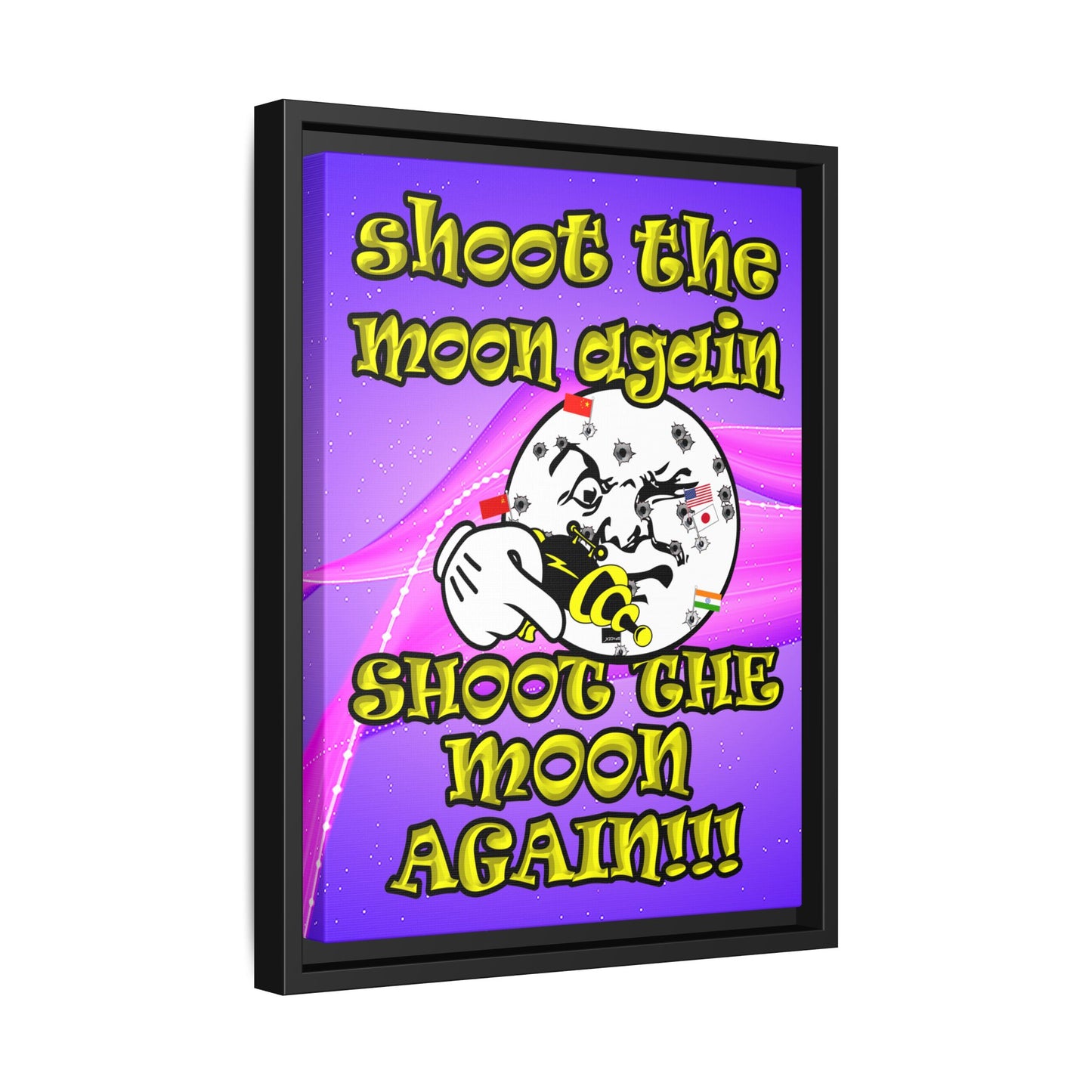 shoot the moon again - framed canvas art (purple-pink wave)