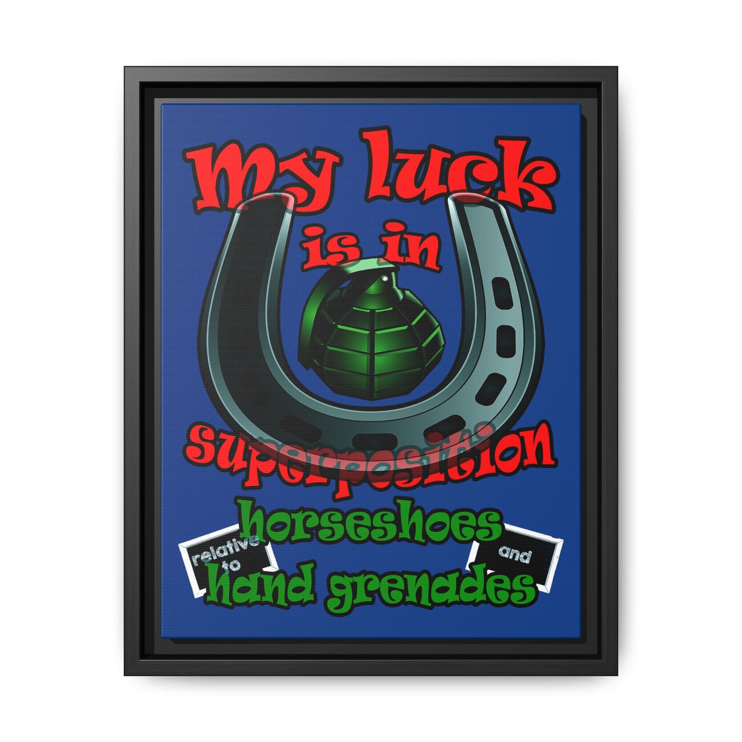 my luck - framed canvas art (dark blue)