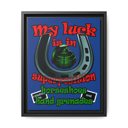 my luck - framed canvas art (dark blue)