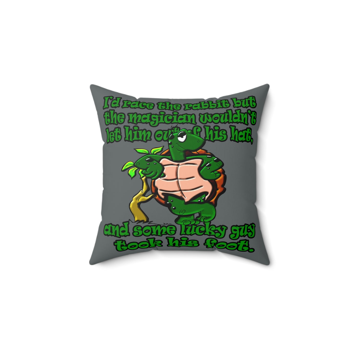 turtle race - Spun Polyester Square Pillow - (dark grey)