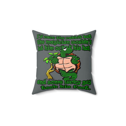 turtle race - Spun Polyester Square Pillow - (dark grey)