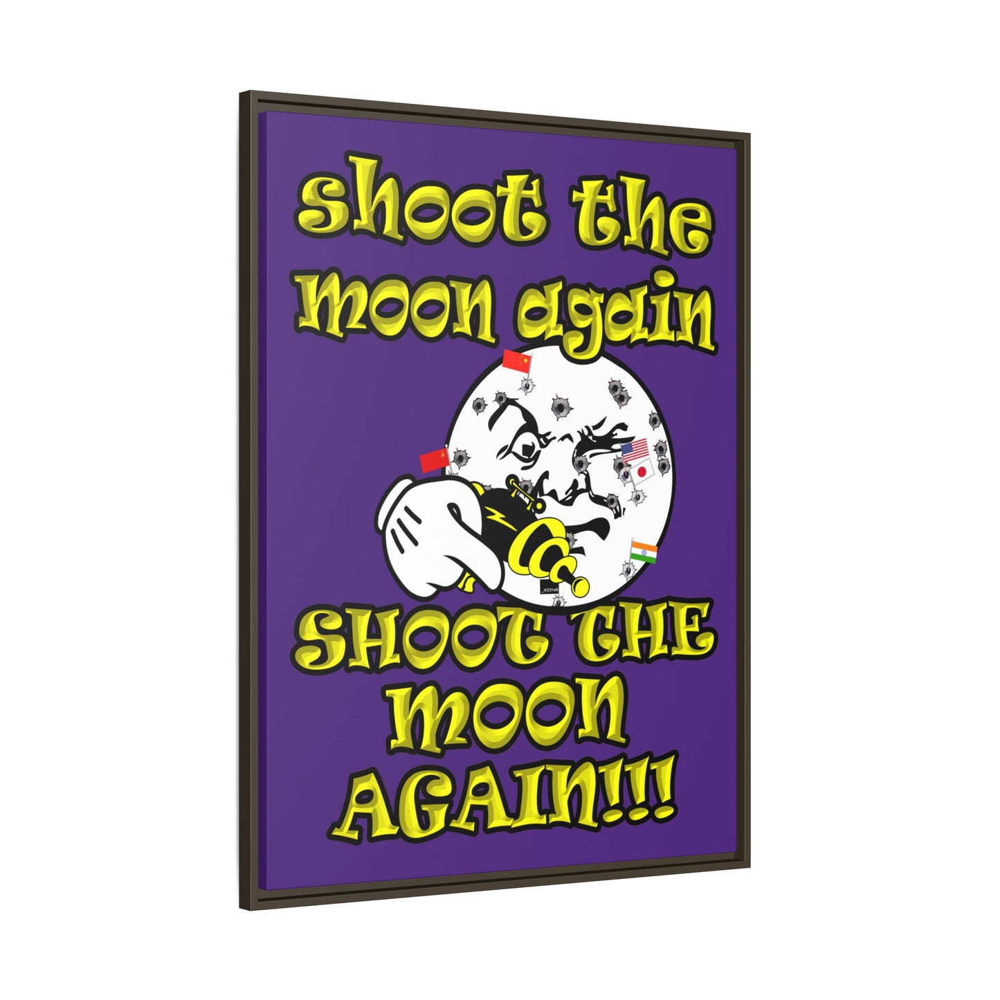 shoot the moon again - framed canvas art (purple)