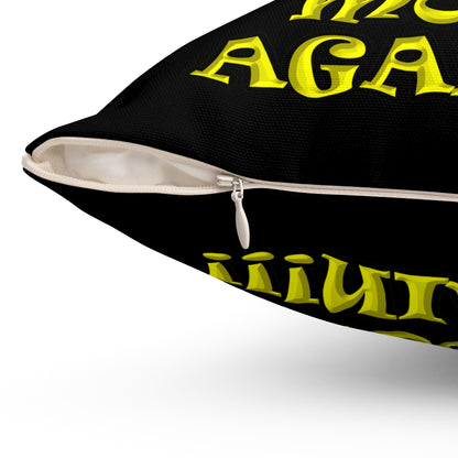 shoot the moon again - Spun Polyester Square Pillow - (black)