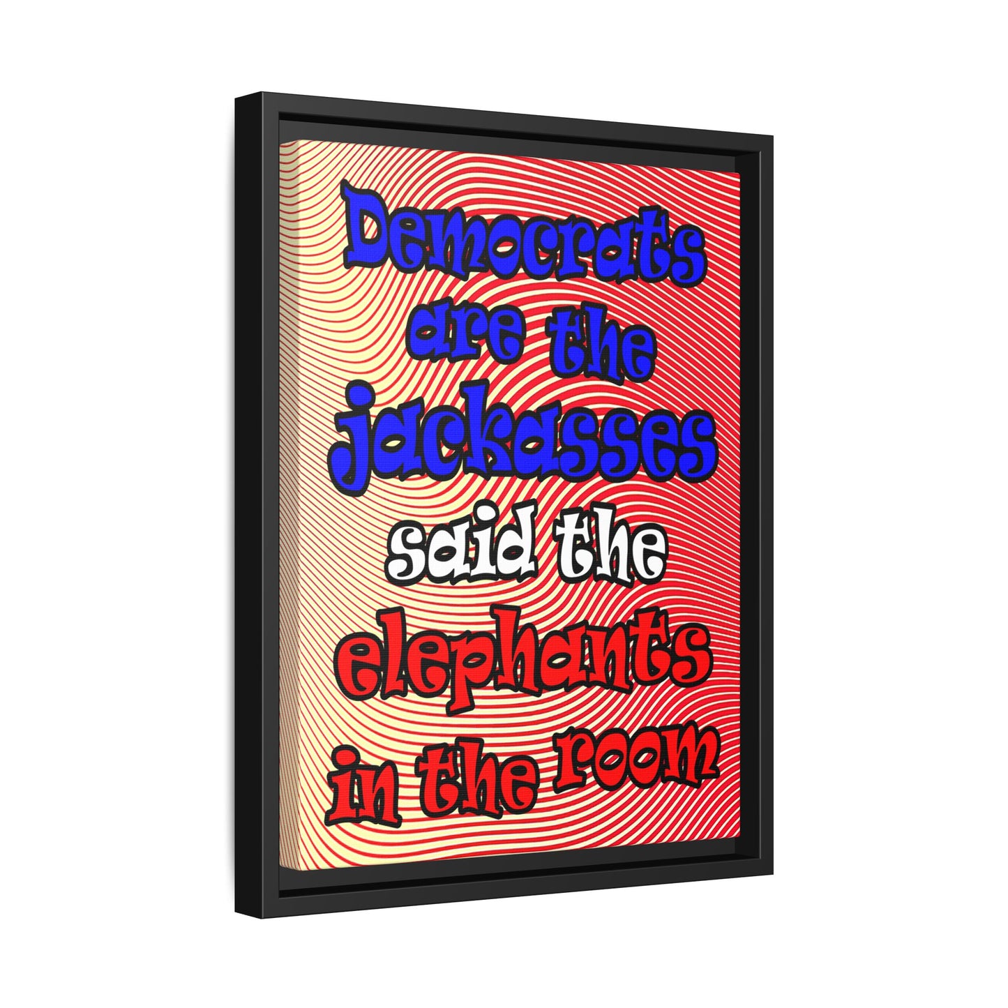 donkeys and elephants - framed canvas art (yellow-orange wave)