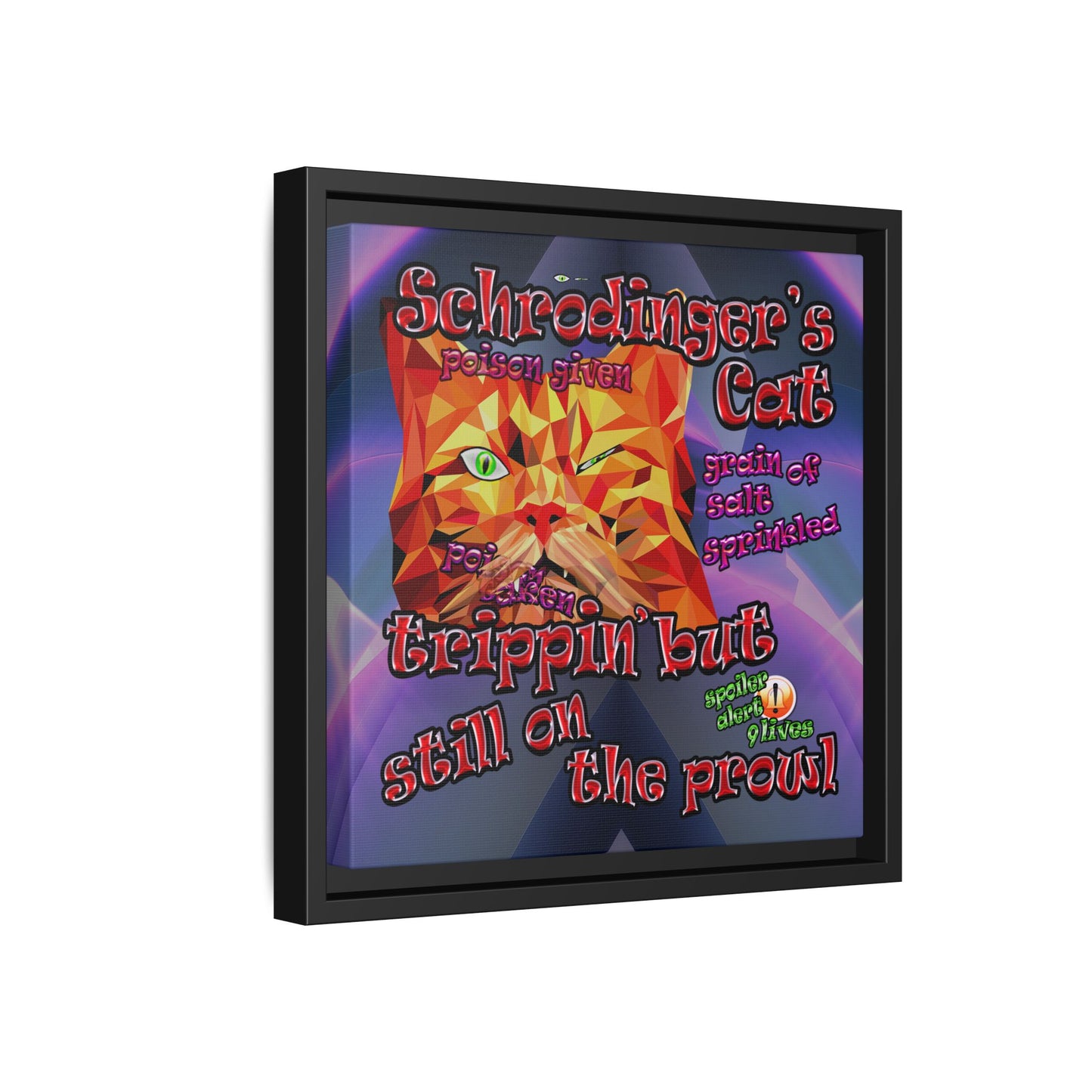 schrodinger's cat - framed canvas art (grey-pink wave)