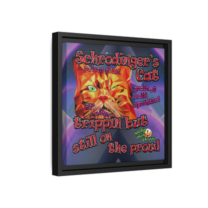 schrodinger's cat - framed canvas art (grey-pink wave)
