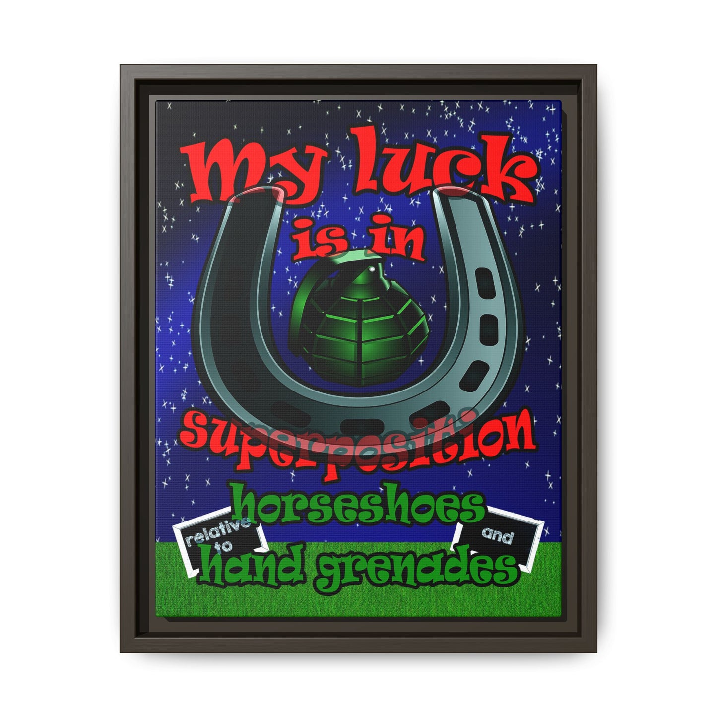 my luck - framed canvas art ('snoops' background)