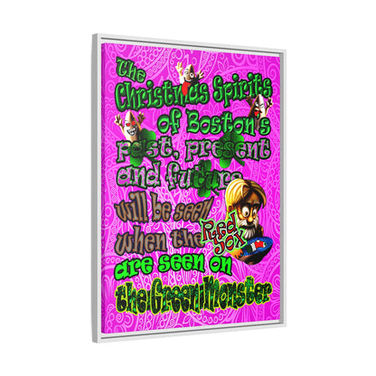 christmas spirits of boston - framed canvas art (pink swirl)