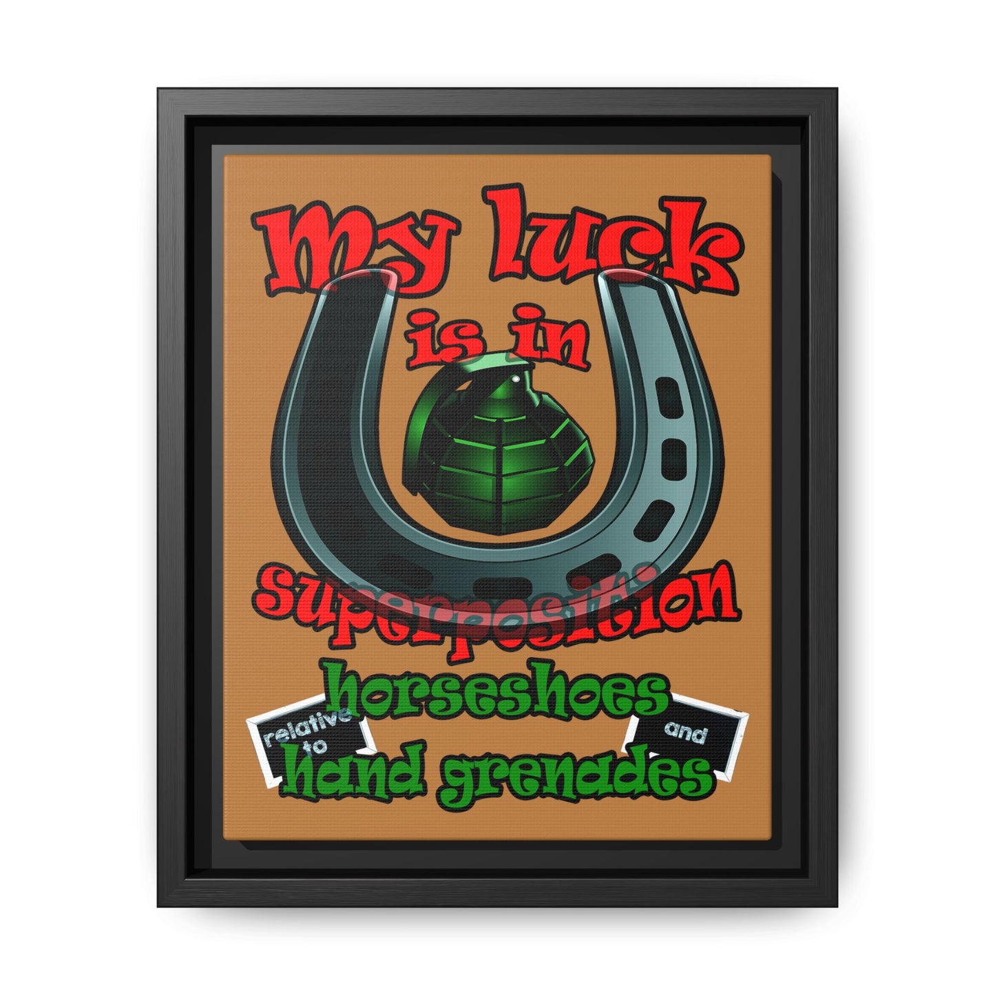 my luck - framed canvas art (light brown)