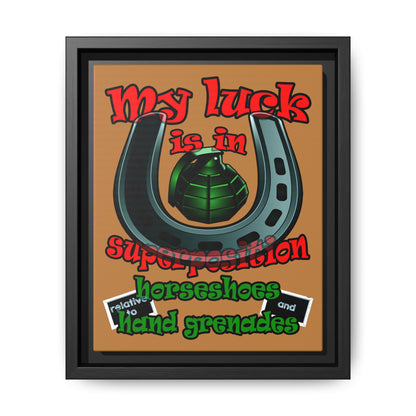 my luck - framed canvas art (light brown)