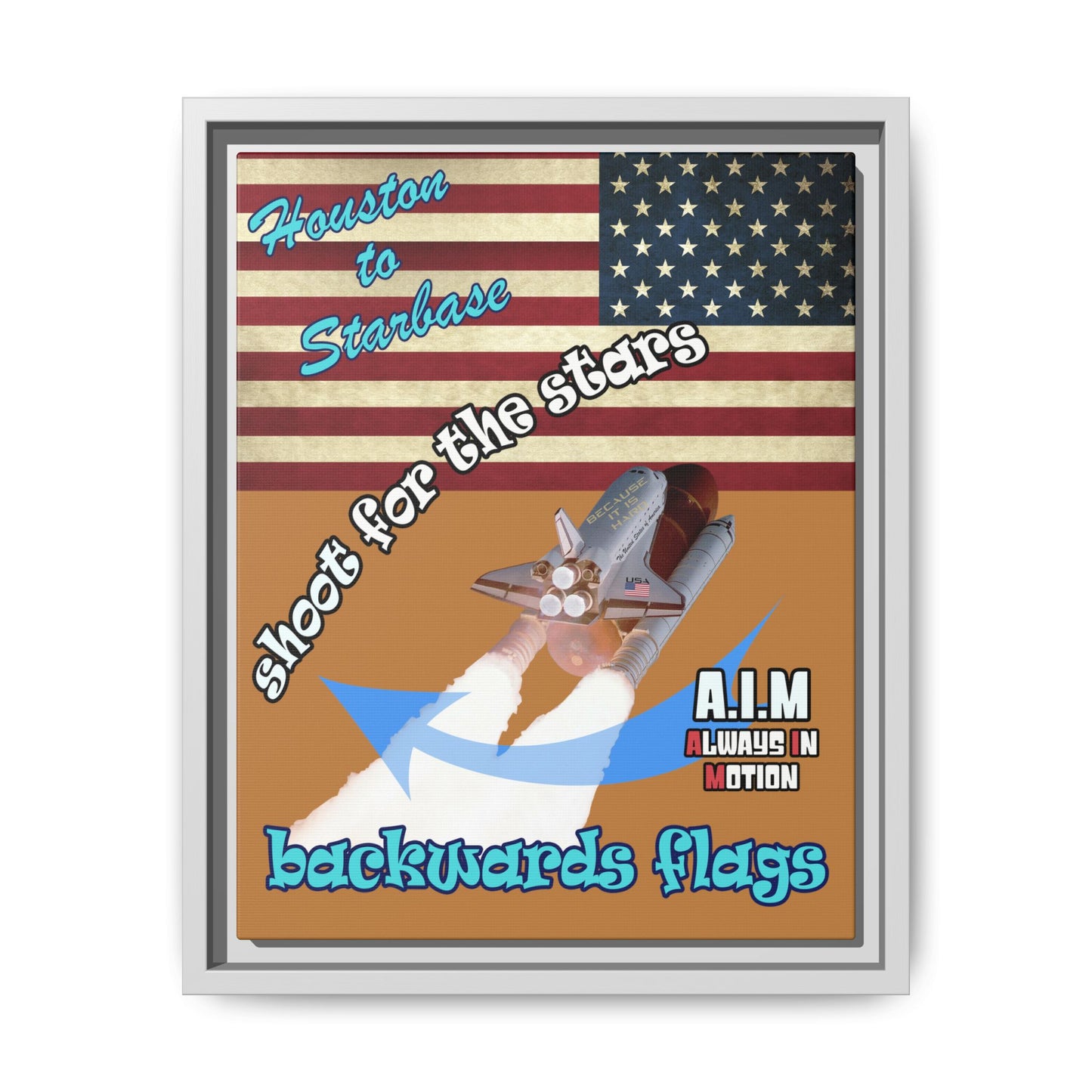 shoot for the stars - framed canvas art (light brown)