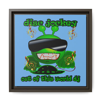 disc jockey - framed canvas art (light blue)