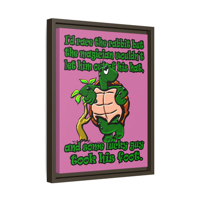 turtle race - framed canvas art (light pink)