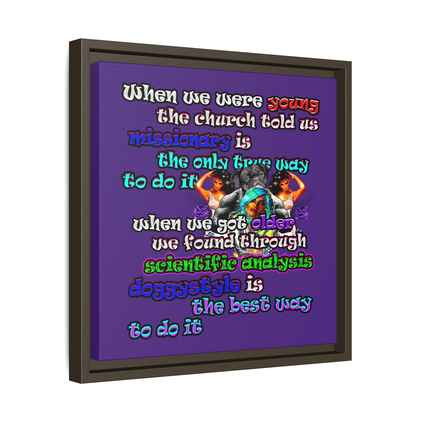 doggystyle - framed canvas art (purple)