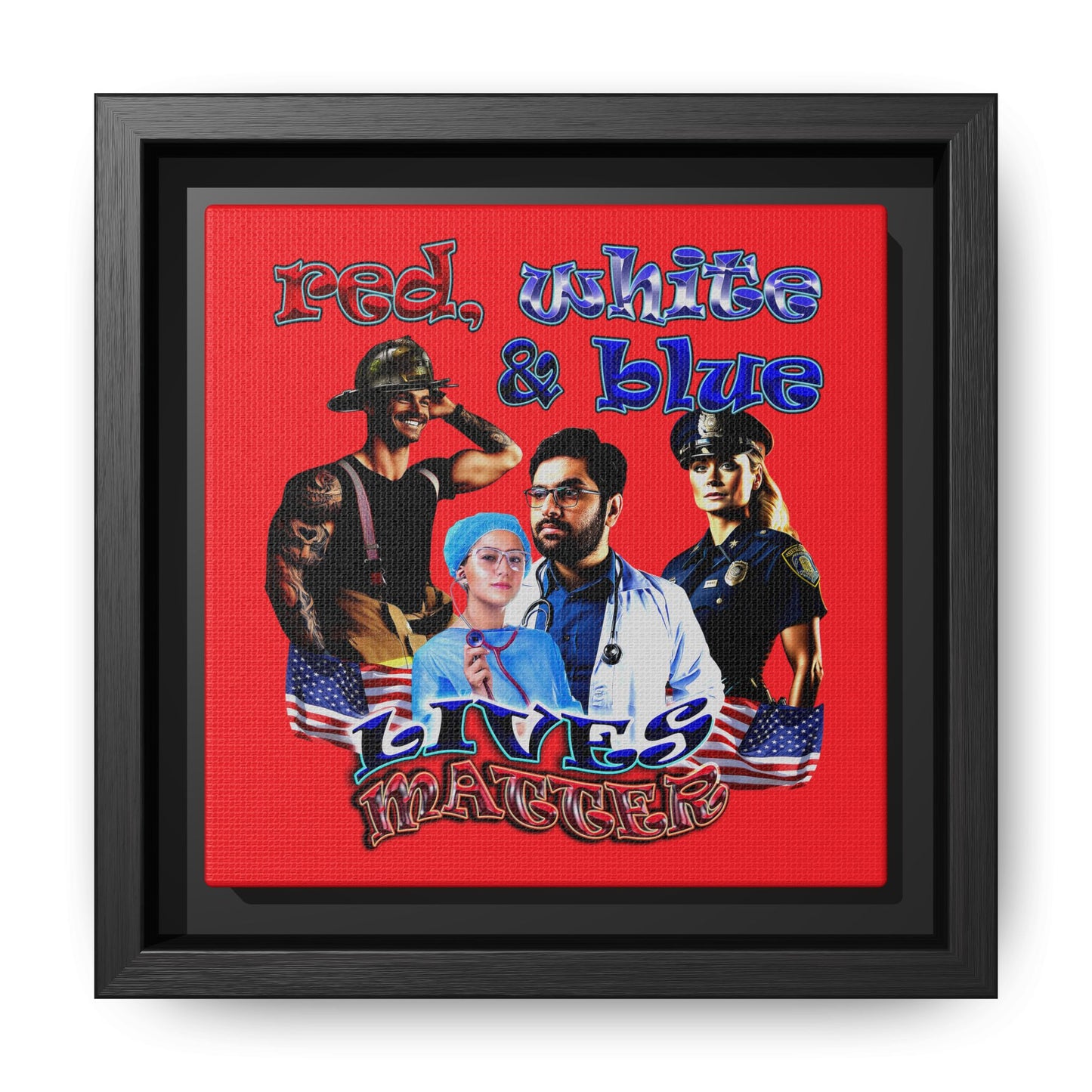 rw&b lives matter - framed canvas art (red)