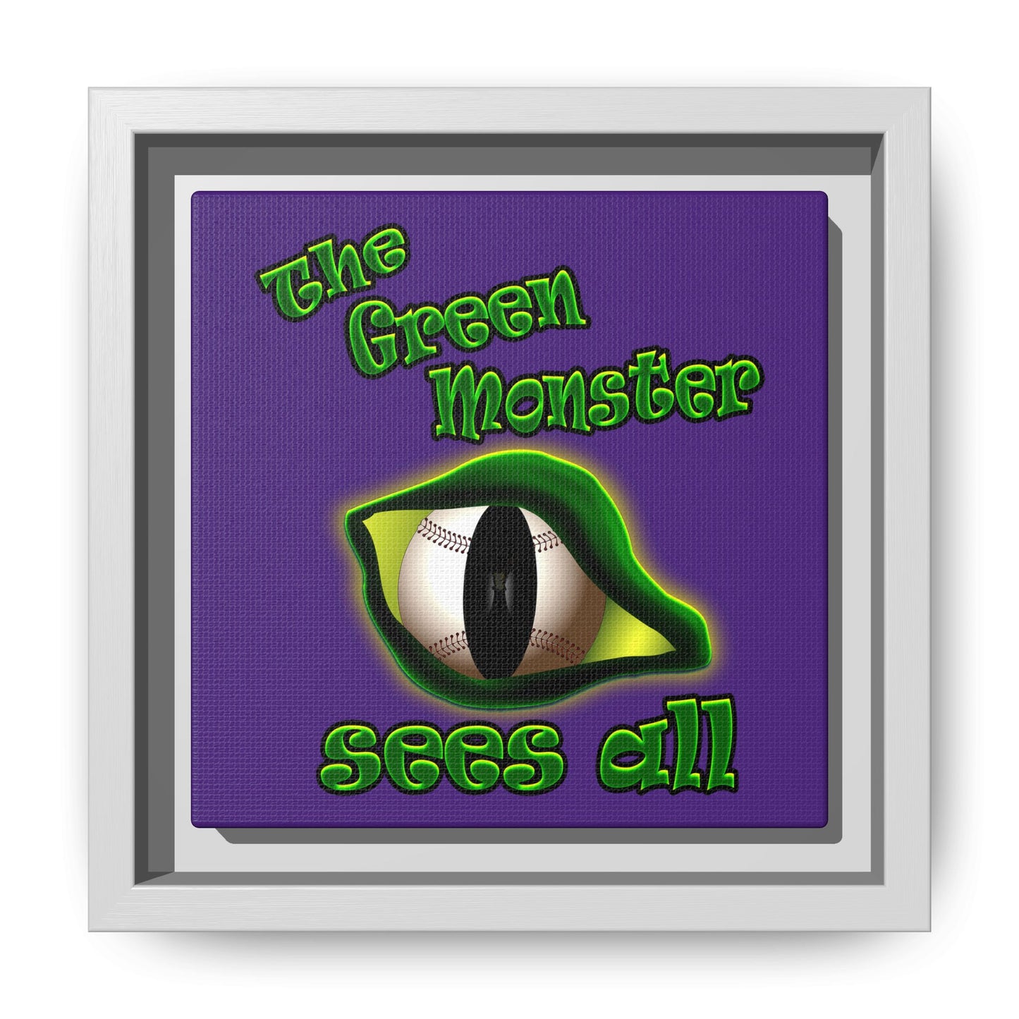 green monster - framed canvas art (purple)