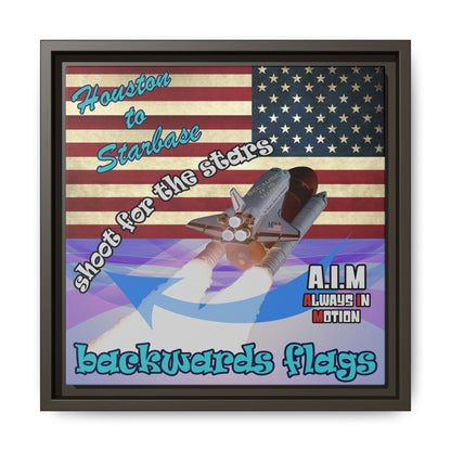 shoot for the stars - framed canvas art (light blue-pink wave)