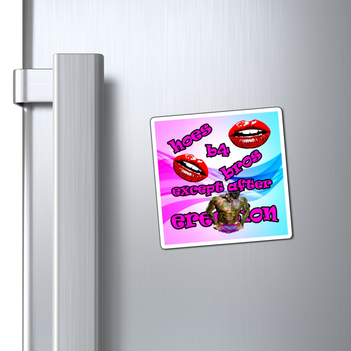 hoes b4 bros - Magnets - (light blue-pink wave)