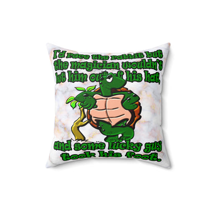 turtle race - Spun Polyester Square Pillow - (white marble)