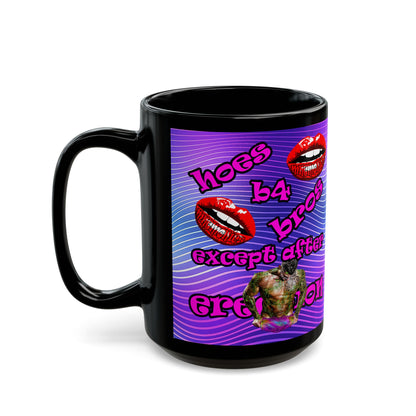 hoes b4 bros - Black Mug (purple wave)