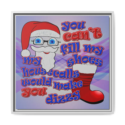 santa's shoes - framed canvas art (light blue-pink wave)