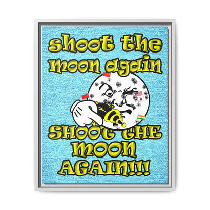 shoot the moon again - framed canvas art (faded blue)