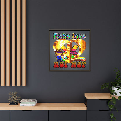 love peace - framed canvas art (grey-light grey)