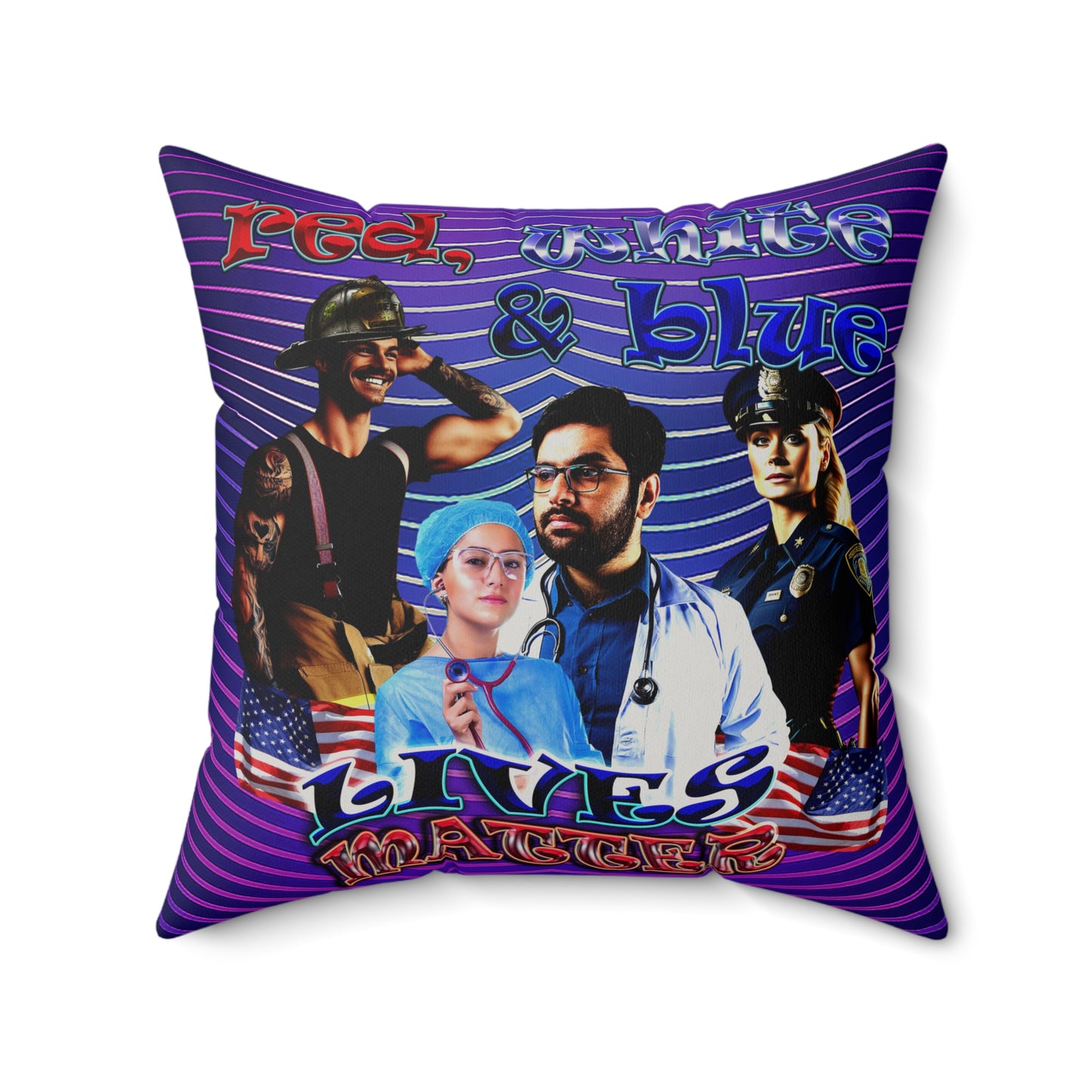 rw&b lives matter - Faux Suede Square Pillow - (purple wave)
