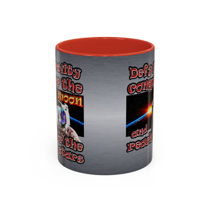 defy conquer reach - Accent Mug (brushed nickel)