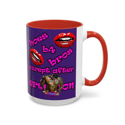 hoes b4 bros - Accent Mug (purple)
