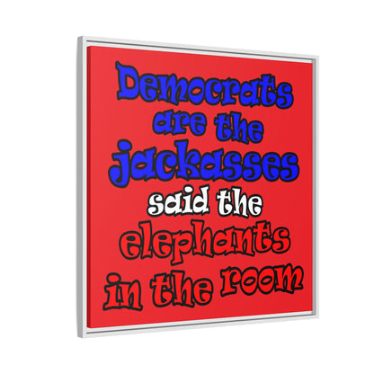 donkeys and elephants - framed canvas art (red)