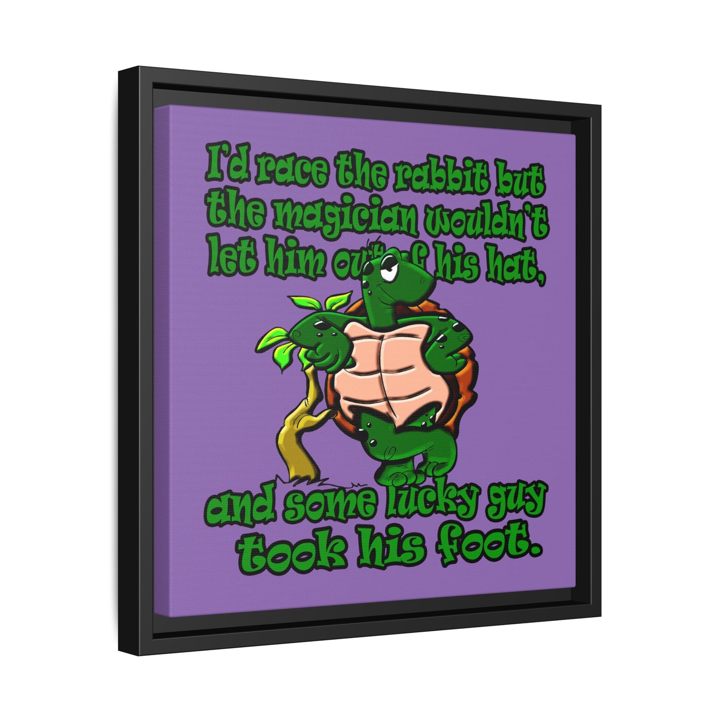 turtle race - framed canvas art (light purple)
