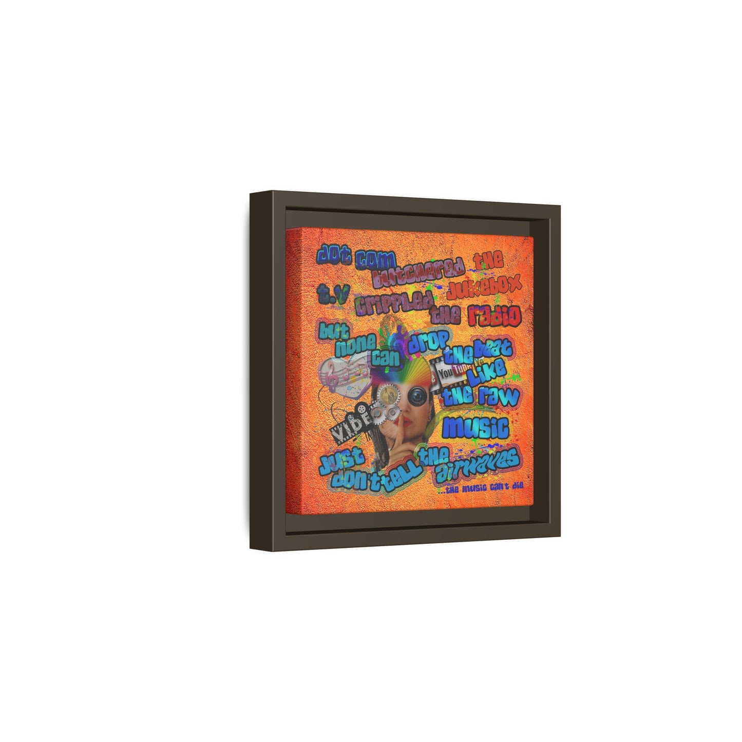 drop the beat - framed canvas art (burnt orange)