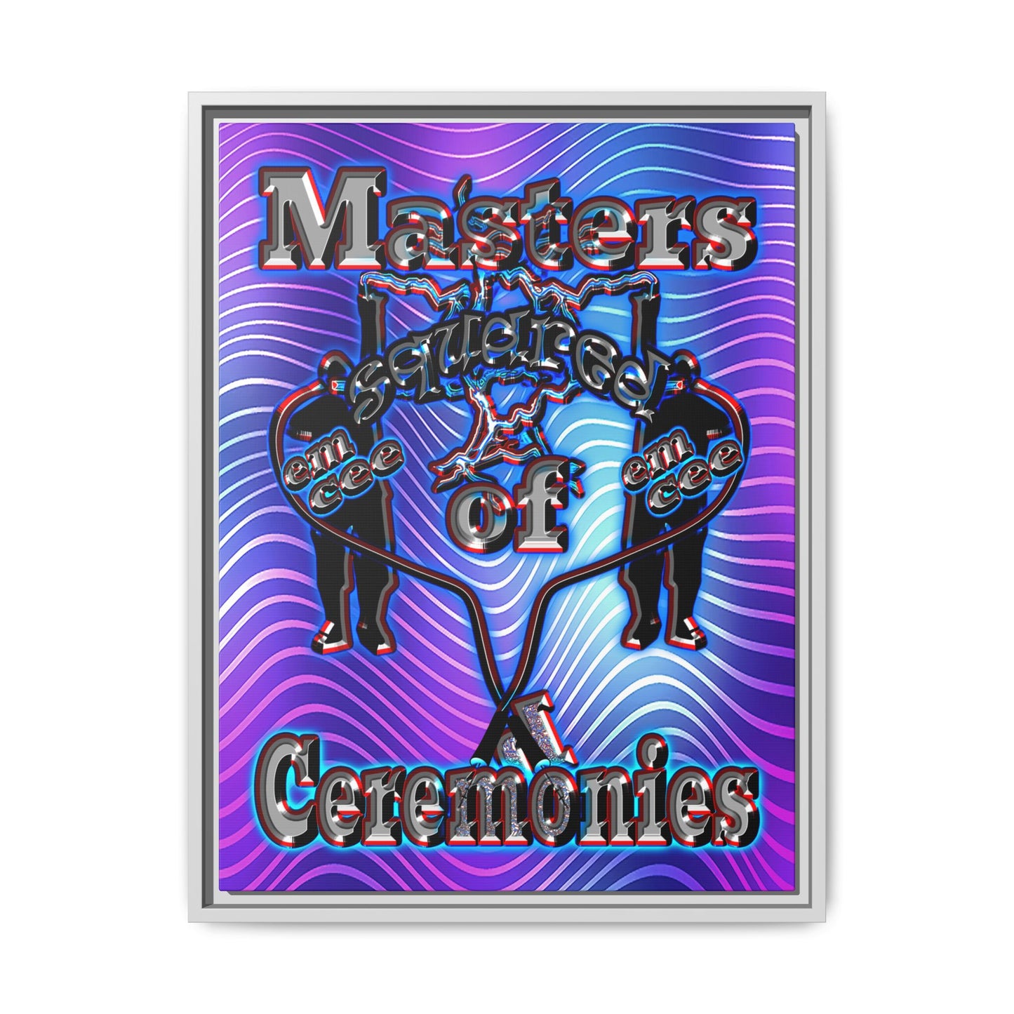 em cee squared - framed canvas art (purple wave)