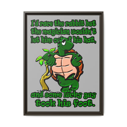 turtle race - framed canvas art (light grey)