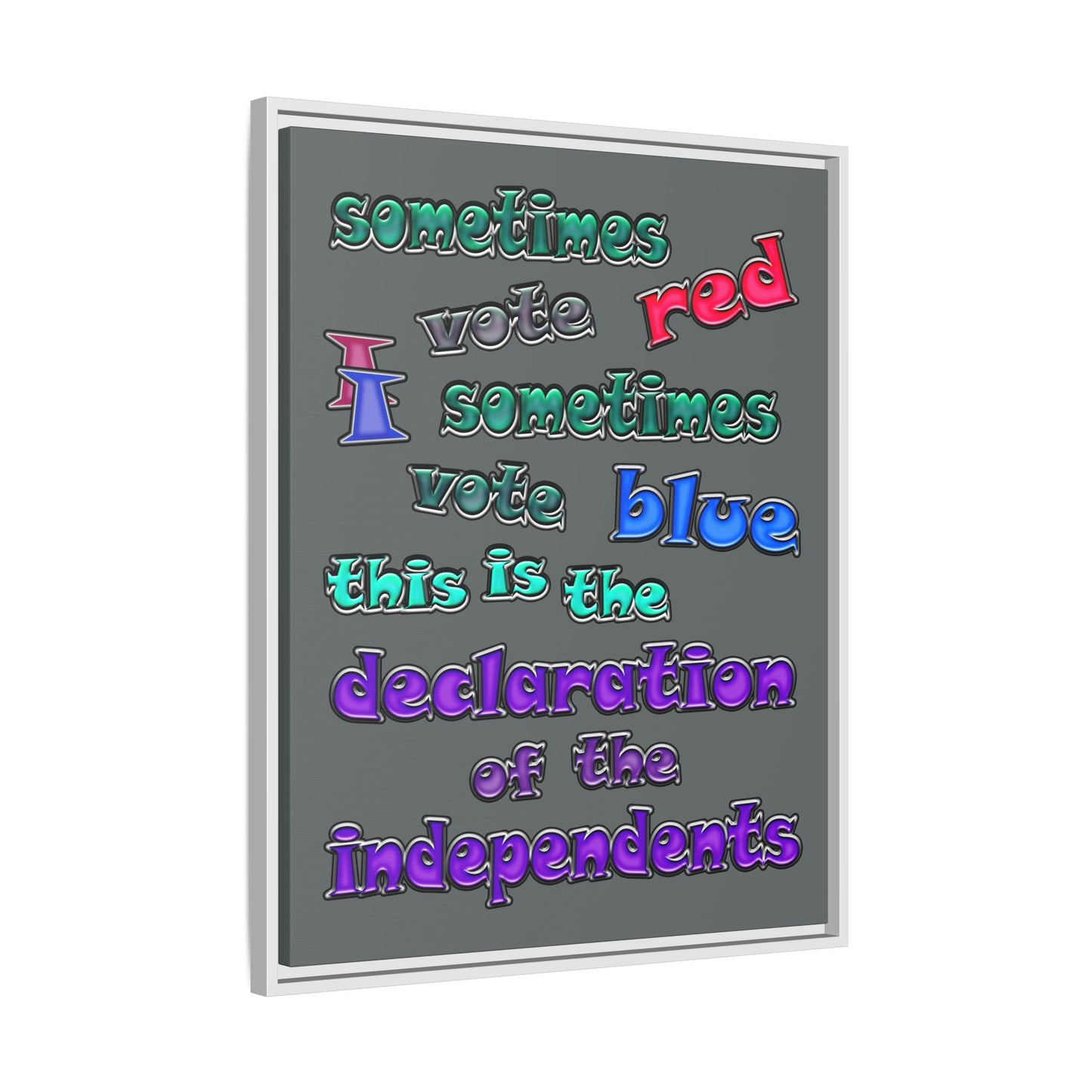declaration of the independents - framed canvas art (dark grey)