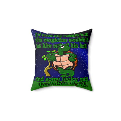 turtle race - Faux Suede Square Pillow - ('snoops' background)