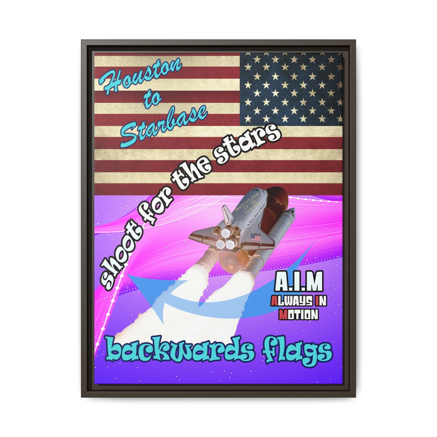 shoot for the stars - framed canvas art (purple-pink wave)