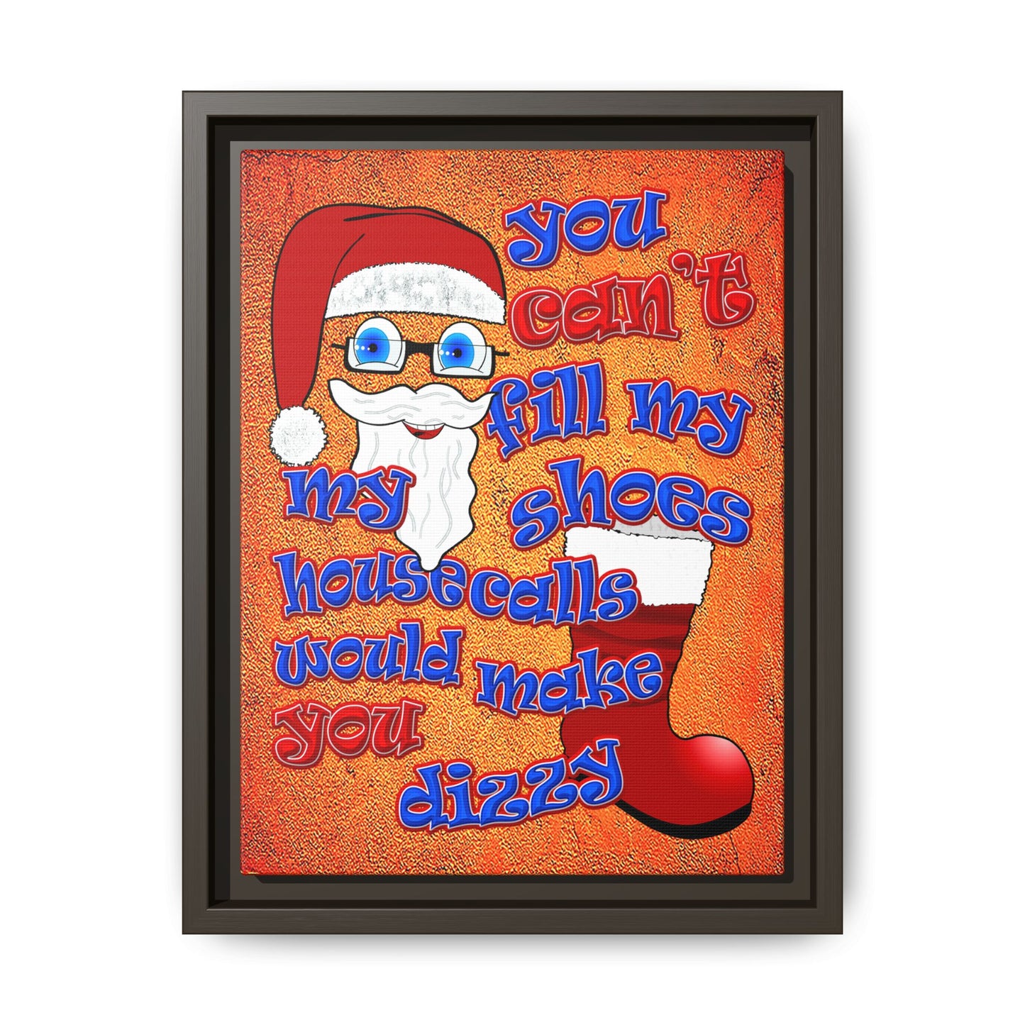 santa's shoes - framed canvas art (burnt orange)