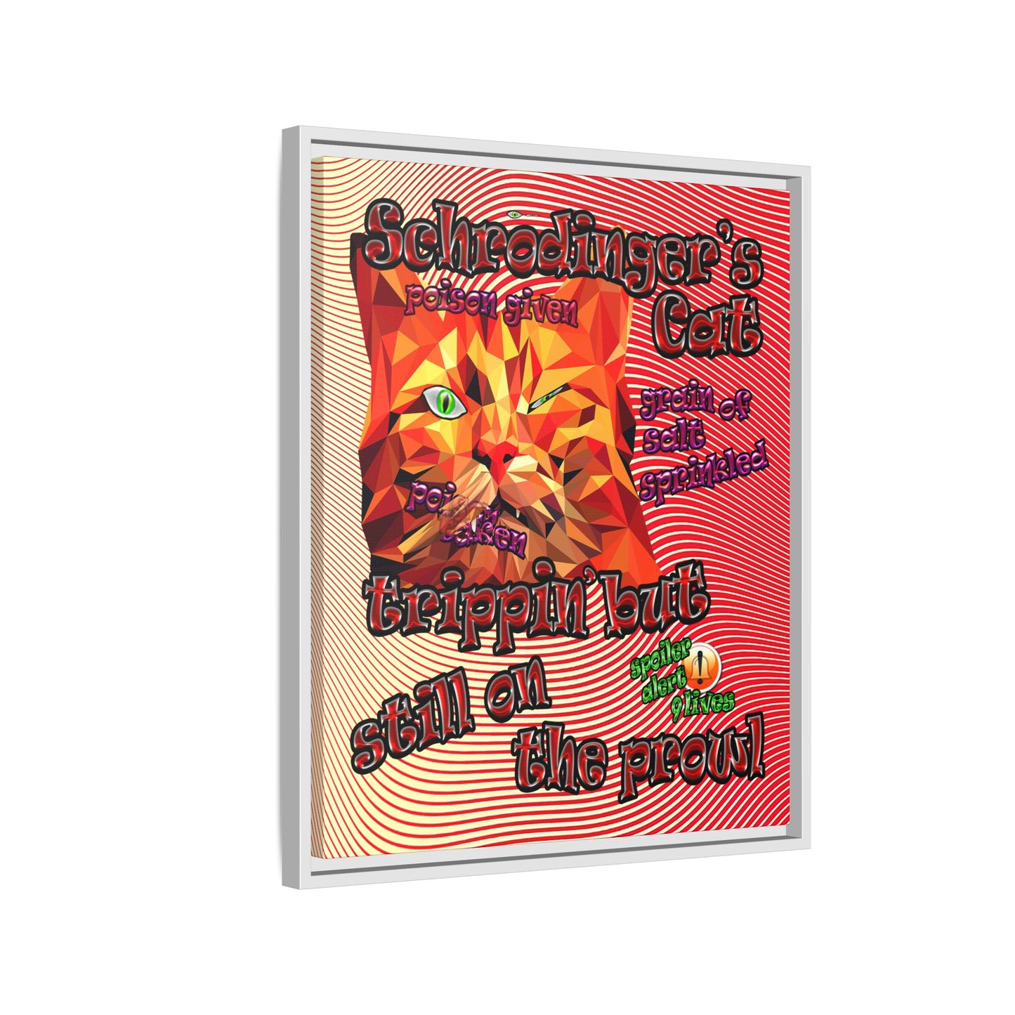 schrodinger's cat - framed canvas art (yellow-orange wave)