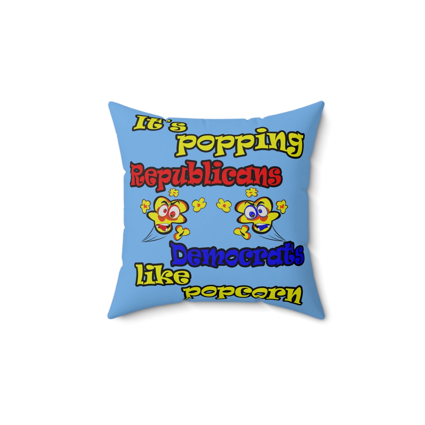 popping like popcorn - Spun Polyester Square Pillow - (light blue)